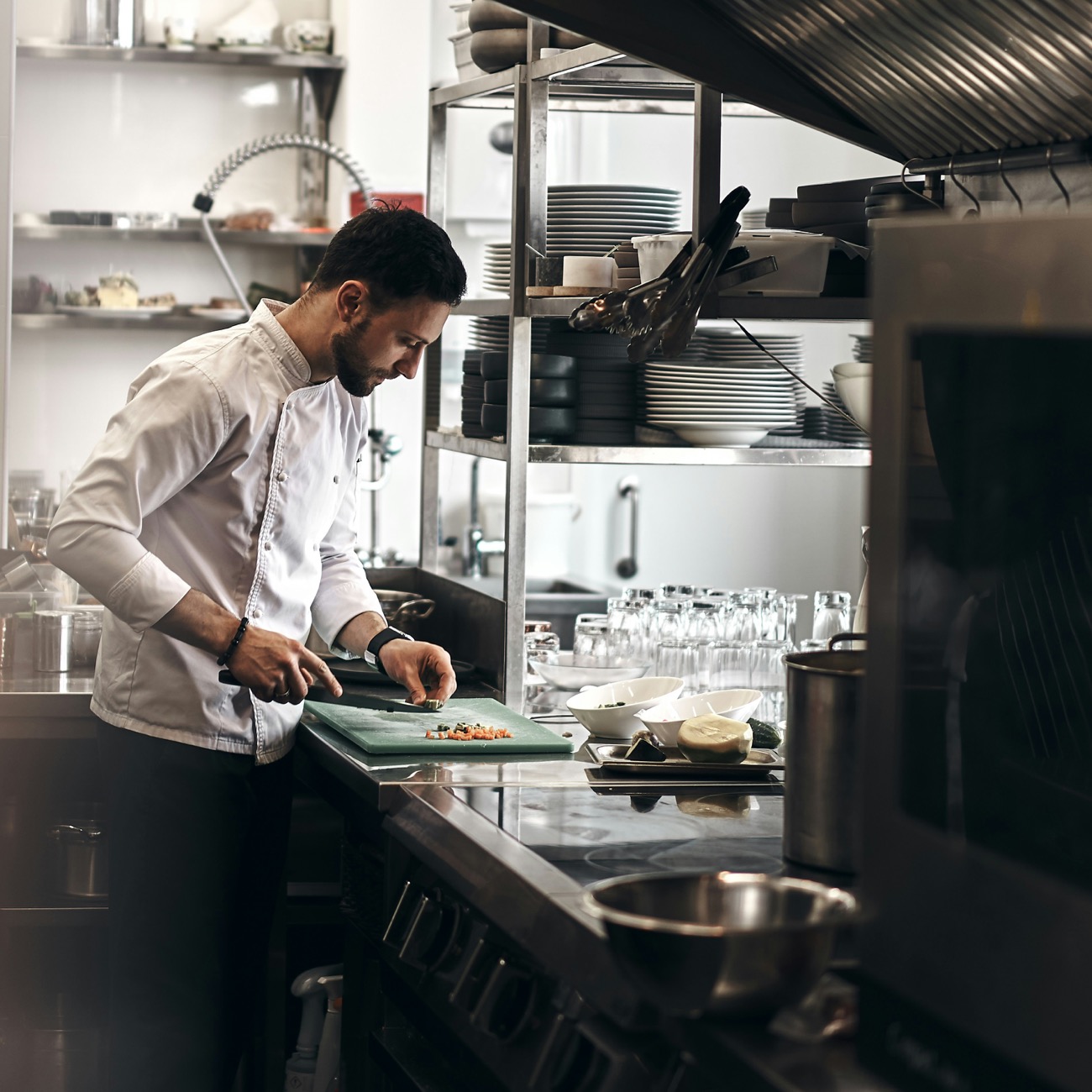 Chef prepping a meal