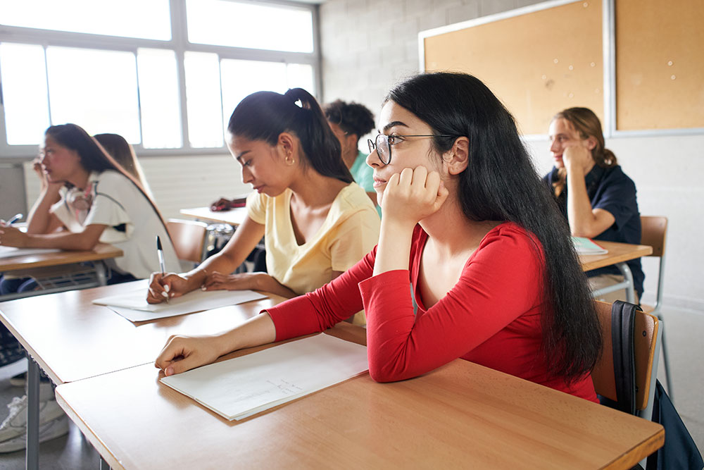 a group of students in a classroom