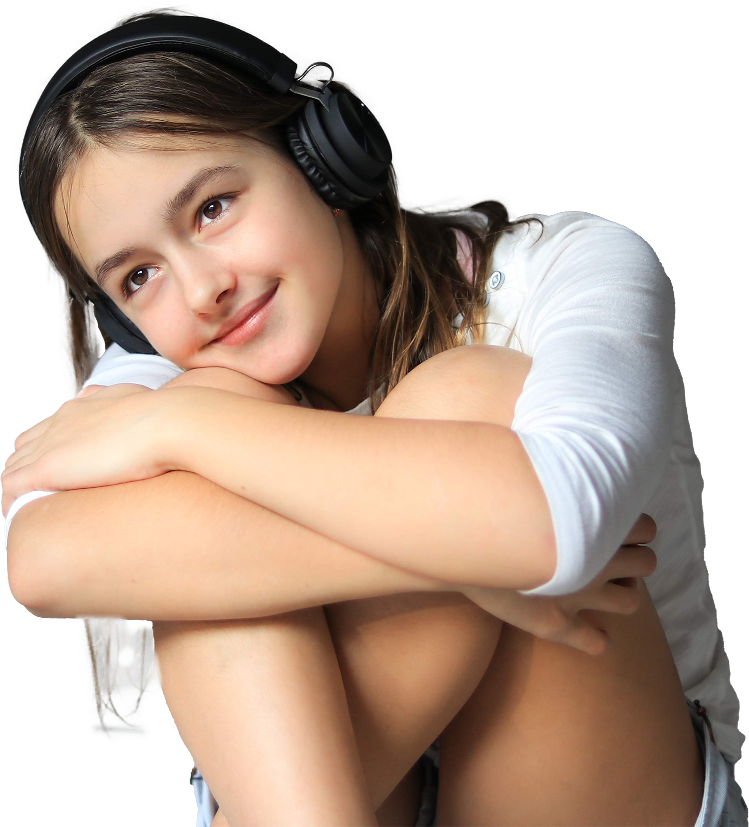 Girl listening to something on headphones