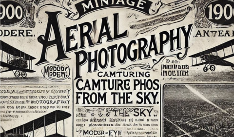 A newspaper clipping showing the text "Aerial Photography"